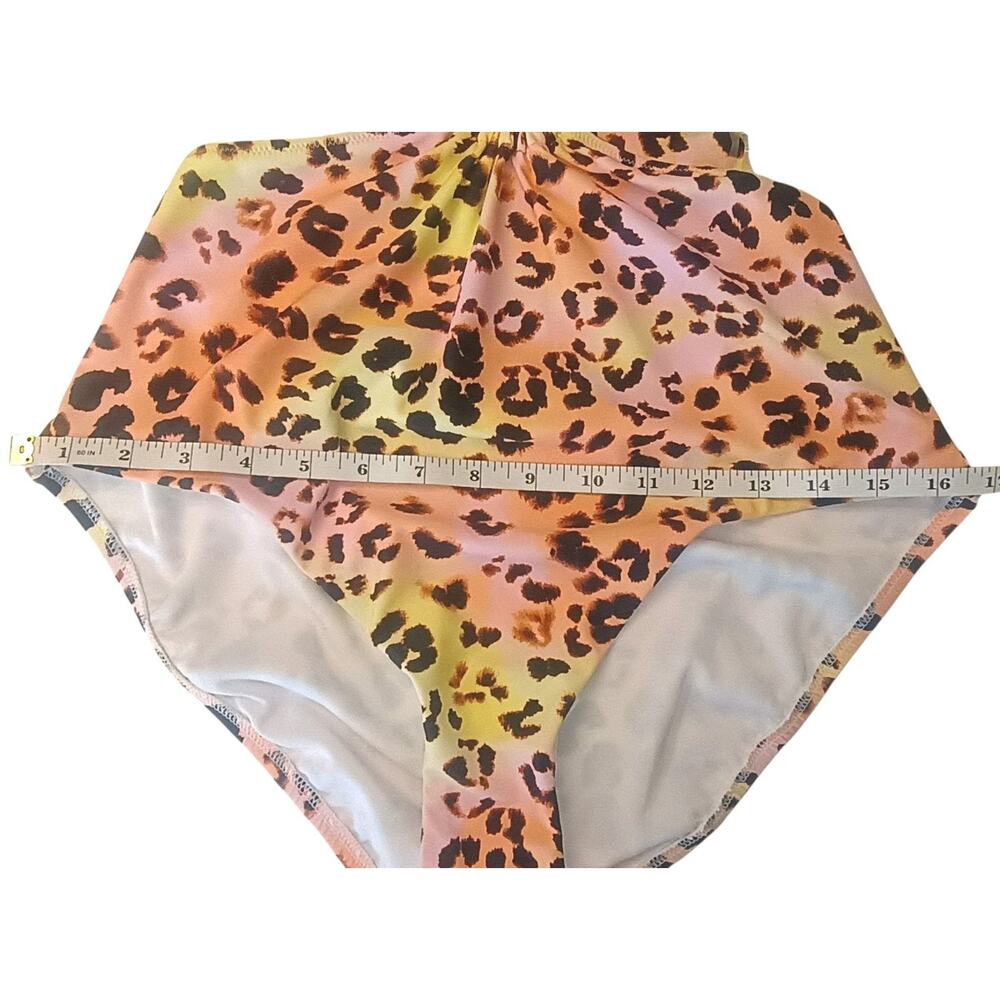 Bar lll Animal Print O-Ring Monokini Swimsuit Large Pink/Black/Yellow NWT - Picture 6 of 9
